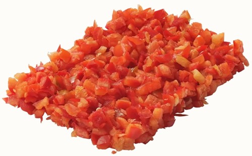 Paprika rood brunoise 5mm 1kg