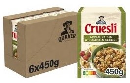 Quaker Cruesli Appel & Rozijn 6x450 Gr
