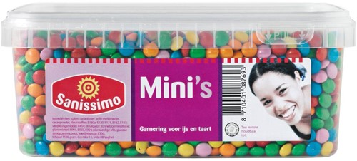 Sanissimo Mini's (Kleine Smarties) Garnering Voor IJs en Taart 1,5 Kg