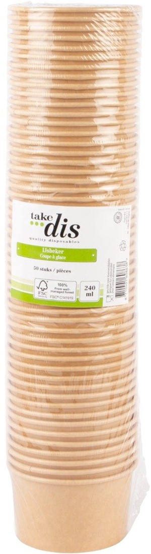 Combicup Take Dis Combicup Ice Cream Cup Striped 50x240ml