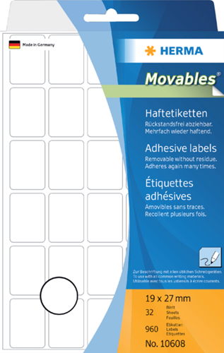 Etiketten (stickers) 19x27 mm à 960 stuks