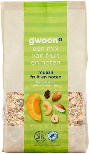 G'woon Muesli Fruit & Noten 6x450 Gr