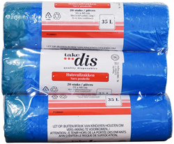 Drawstring Bags 55 × 60 cm, 35 L, HDPE, Blue